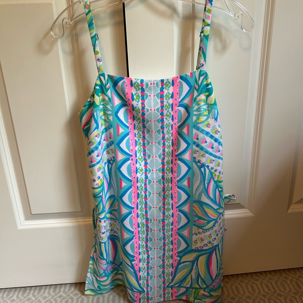 Lilly Pulitzer Blue Pink Spaghetti Strap Mini Sundress